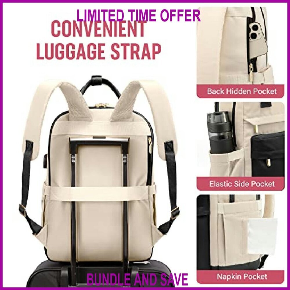 15.6 Inch Laptop Backpack with USB Port, Waterproof, Multi-Compartment Travel - Picture 7 of 7